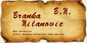 Branka Milanović vizit kartica